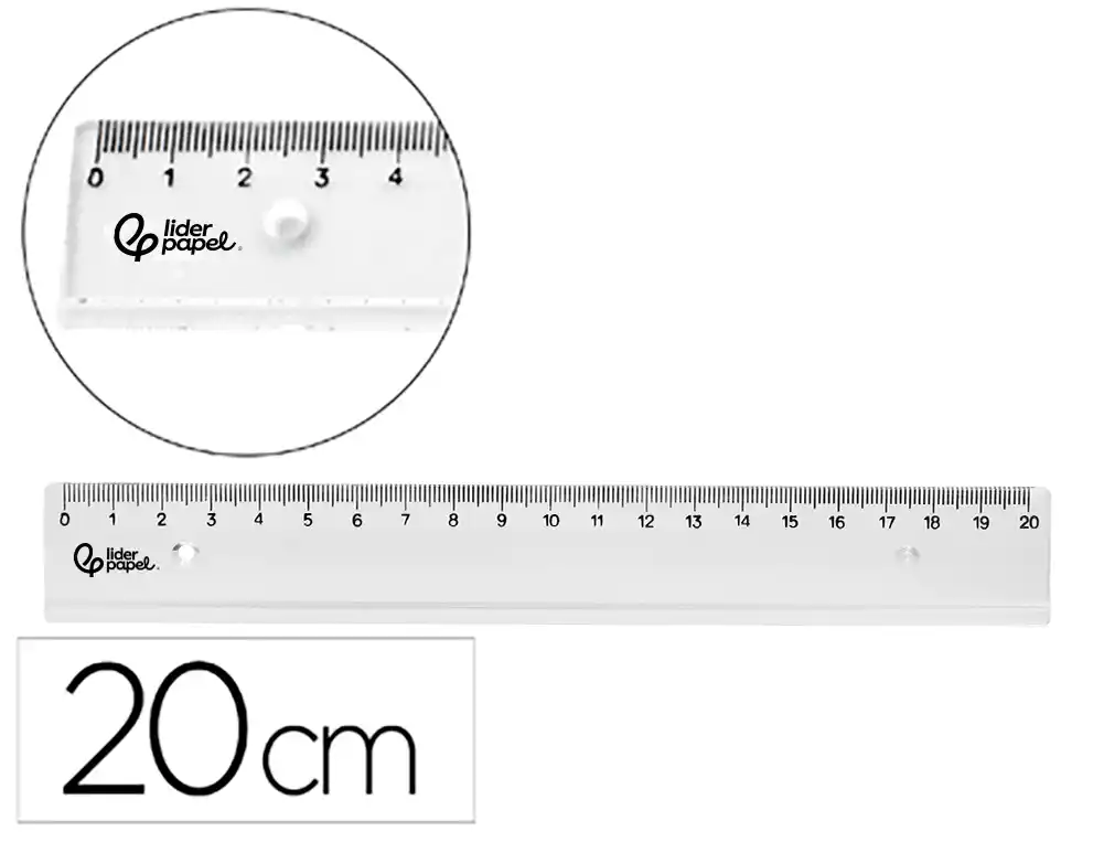 Regla Plastico Irrompible Transparente 20 cm.